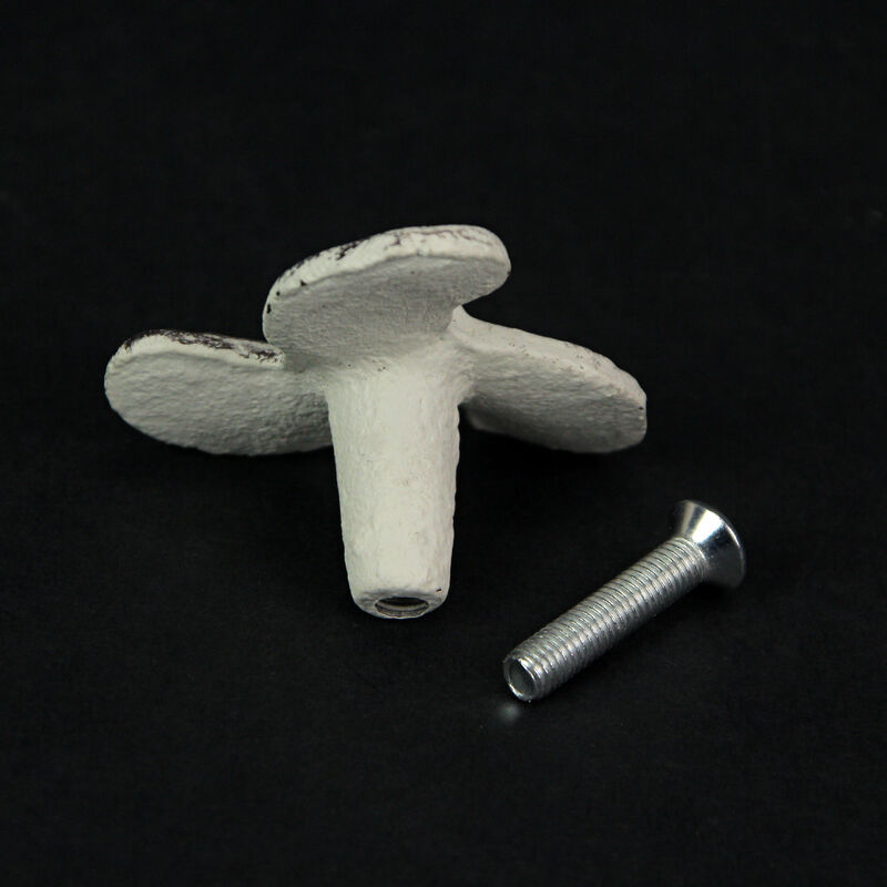 Set of 6 Antique White Cast Iron Boat Propeller Cabinet Knobs - Nautical Drawer Pulls for Rustic Coastal Charm - Easy Installation - 1.75 Inch Diameter image number 5