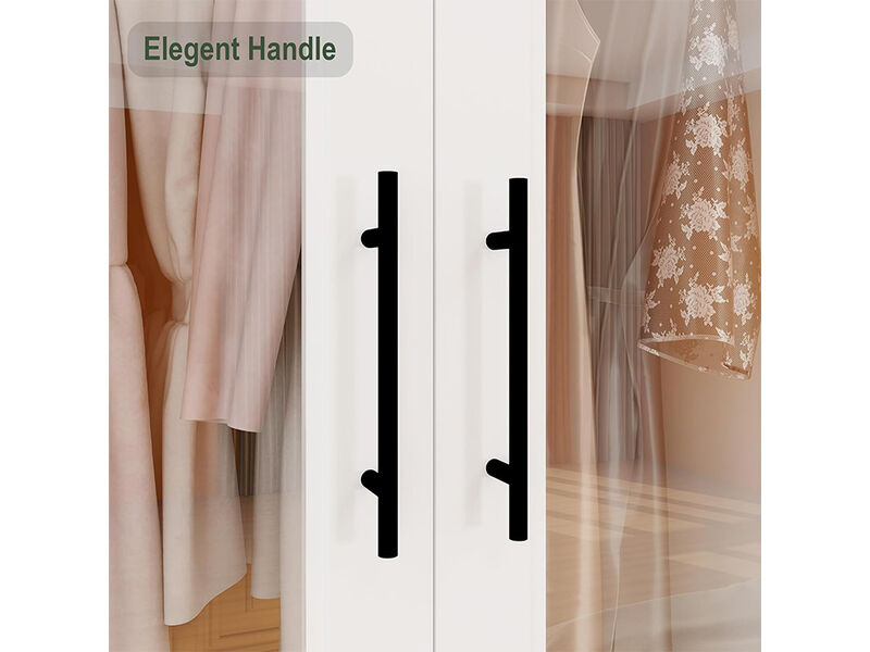 Tall Armoire Wardrobe Closet, Bedroom Armoires with Mirror, Wardrobe Cabinet with Drawers, Hanging Rod and Storage Cabinet ,White for Bedroom