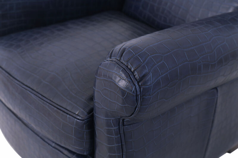 Pasargad Home Vicenza Embossed Leather Wing Chair image number 7