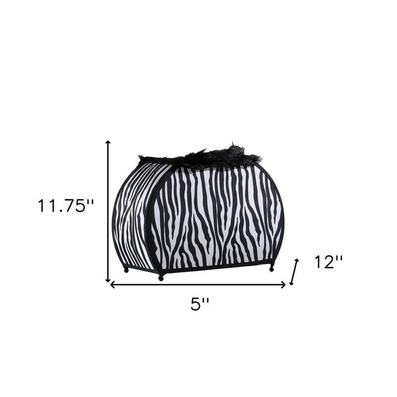 Hivvago 12" Black And White Funky Zebra Pattern Novelty Table Lamp