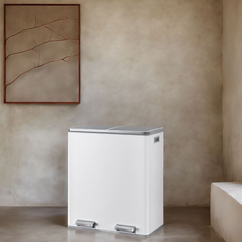 Dual Section Kitchen Trash Can with Airtight Hinged Lid System image number 1