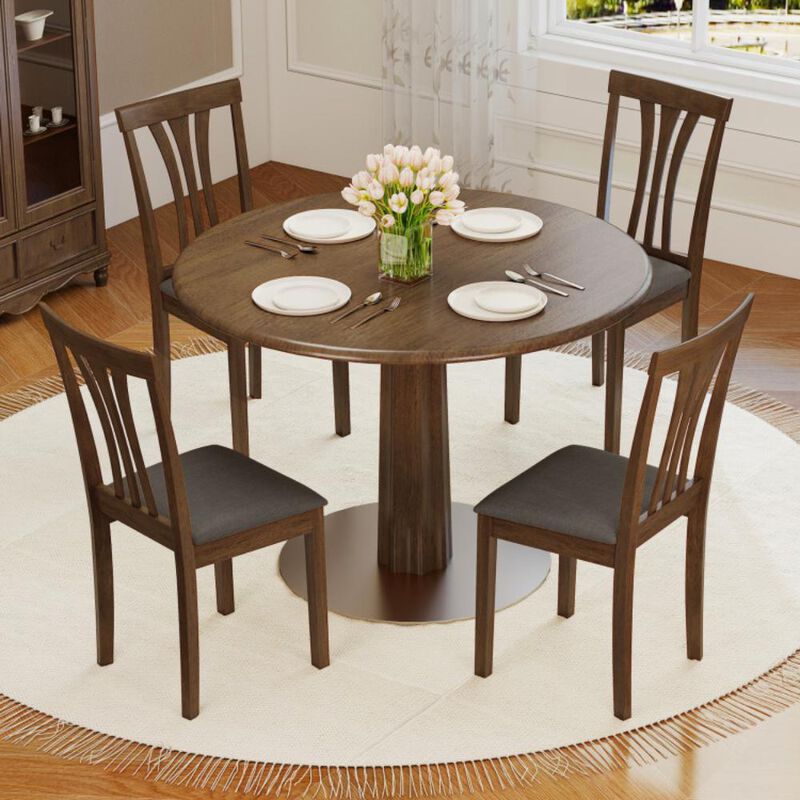 Hivvago Wooden Dining Chairs Set of 2 with Linen Fabric Upholstered and Rubber Wood Frame