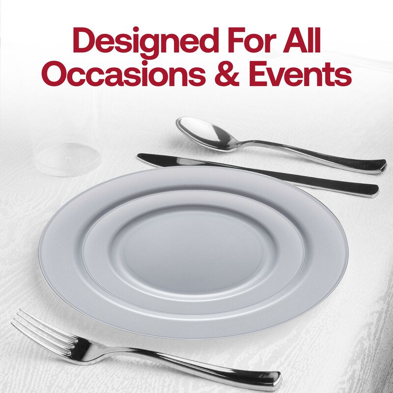 Matte Steel Gray Round Plastic Wedding Value Set (30 Sets) image number 6