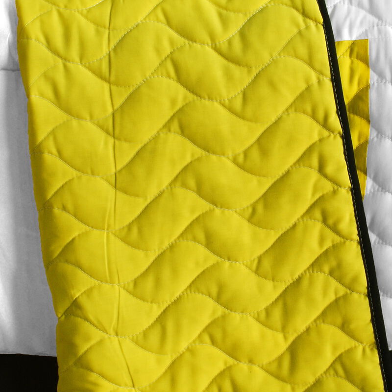 Queen Size 3 Piece Reversible Quilt Set with Vermicelli Quilting and Printed Design-White image number 3