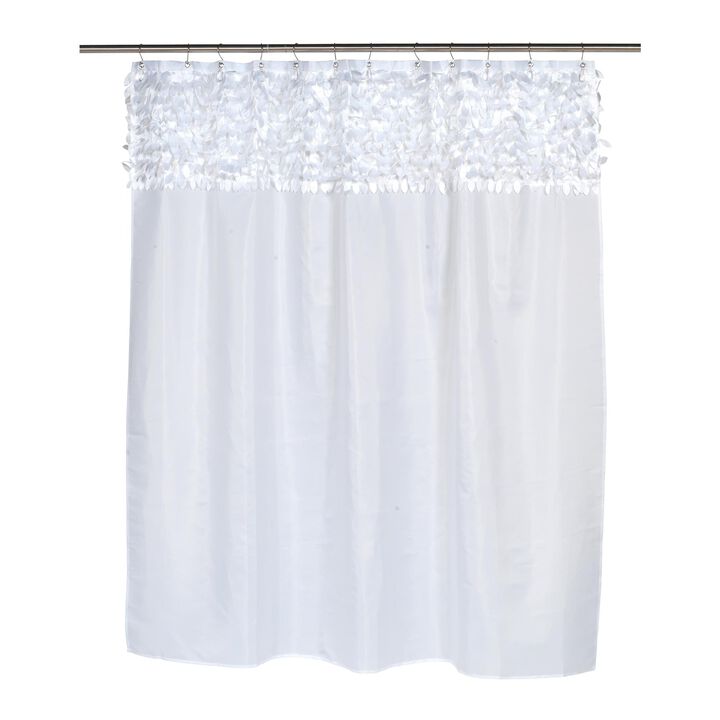 Carnation Home Fashions "Jasmine" Fabric Shower Curtain - White 70x72"