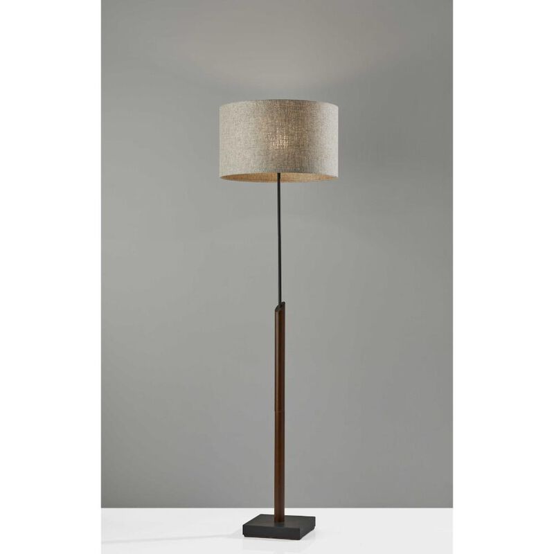 Hivvago 63" Beige And Black Floor Lamp With Beige Fabric Drum Shade
