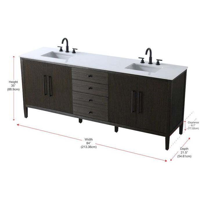 Elegant Kitchen and Bath 84 inch Double Bathroom Vanity inChocolate Oak