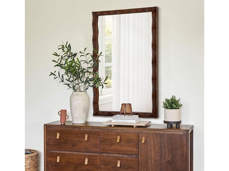 24" x 36" Rustic Farmhouse Mirror &ndash; Dark Wood Boho Wall Decor