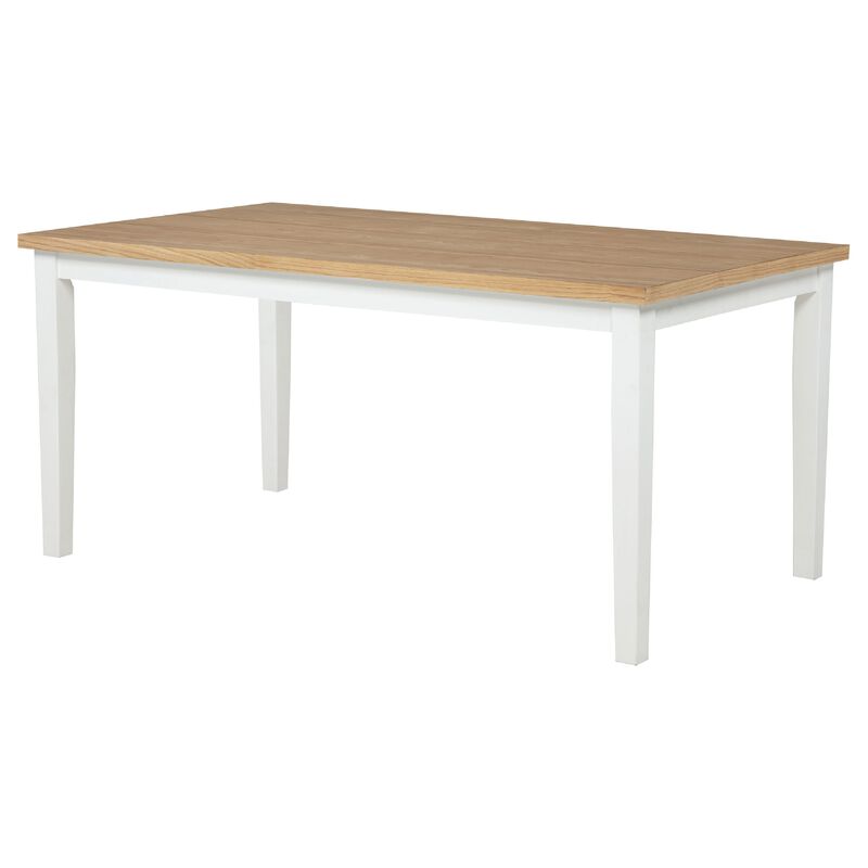 Andy Dining Table, Light Ash Brown and White Wood, 66 Inch Rectangular image number 3