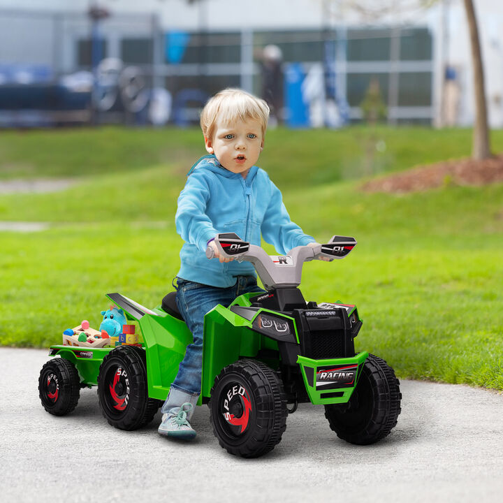 BreeBe 6V Electric Toy Car with Back Trailer, Forward Backward, Wear-Resistant Wheels