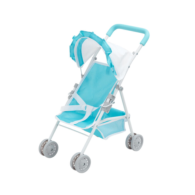 Olivia's Little World Baby Doll 3pc Nursery Set - Crib, High Chair & Stroller, Blue & White image number 5