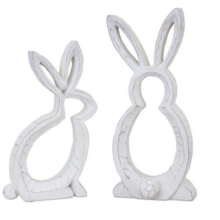 Decorative Resin Bunny Outline Set of 2 for Seasonal Accent