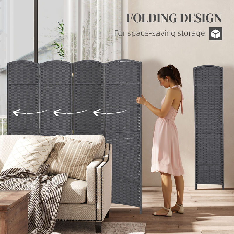 Hivvago Freestanding 4-Panel Privacy Screen for Bedrooms and Offices image number 4