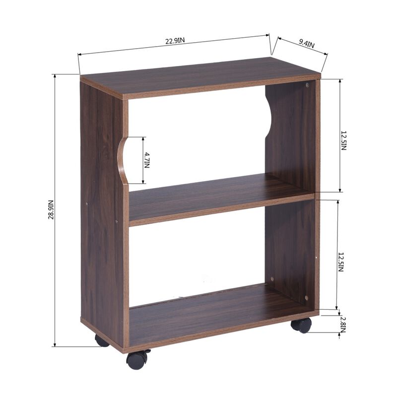 Computer Desk with Movable Bookcase, Brown