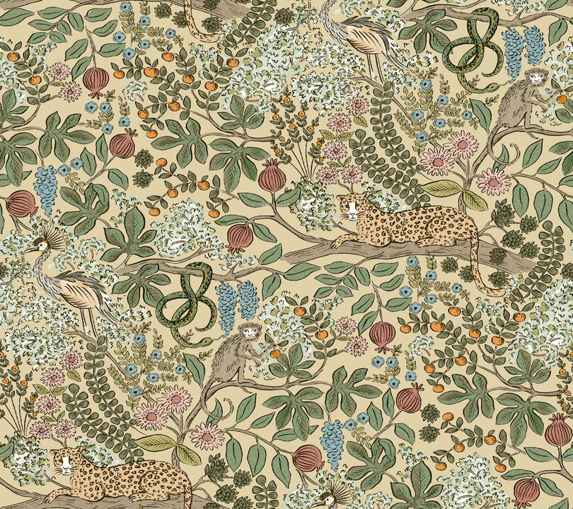 Safari Beige Jungle Toile Premium Peel + Stick Wallpaper