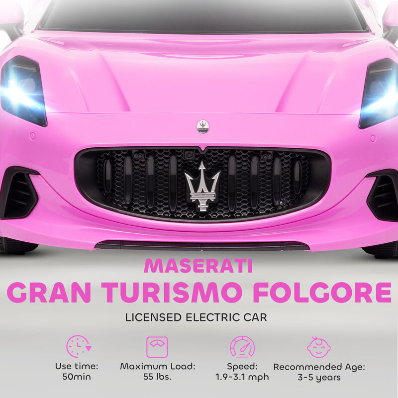 BreeBe Maserati Gran Turismo Licensed 12V Kids Electric Car w/ Remote Control, Soft Start, LED Lights, Music, Horn image number 3