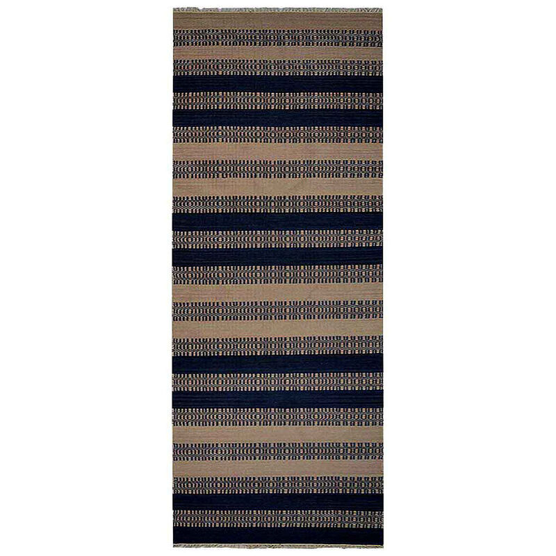 RUGSOTIC CARPETS HAND WOVEN FLAT WEAVE KILIM WOOL ECO-FRIENDLY AREA RUGS  - Aqua Cream Color, Contemporary Modern Design, Low Pile Handmade Rugs for Living Room (D00115) image number 0