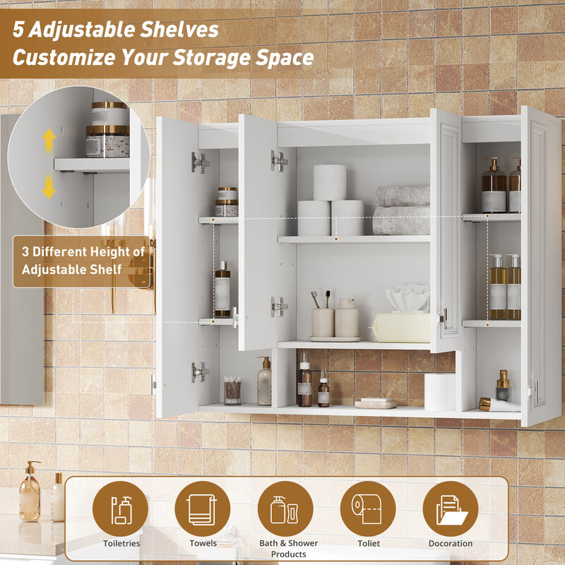 ELEMENT ACE Modern Wall-Mounted Bathroom Storage Cabinet with Adjustable Shelves image number 6