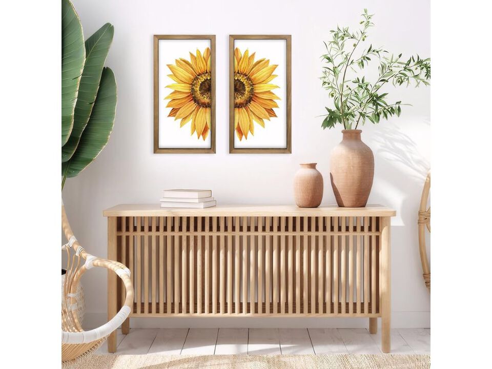 Sunflower Wall Decor Set of 2 Wood Framed Art for Kitchen Bedroom Living Room
