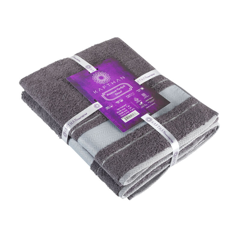 KAFTHAN Textile Fishbone Turkish Cotton Bath Towels (Set of 4)