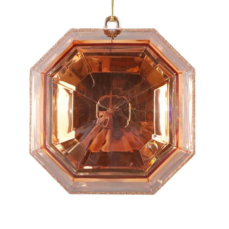 Vickerman 6" Rose Gold Square Jewel Glitter Ornament. Includes 2 Pieces per Bag. String Hanger. image number 0
