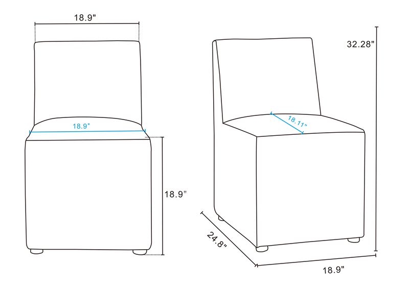 Anna Square Dining Chairs in Light Gray (Set of 2)