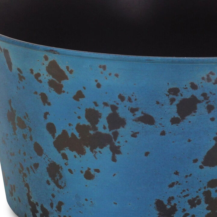 HomeRoots 12" Blue Recycled Plastic Indoor Outdoor Round Pot Planter