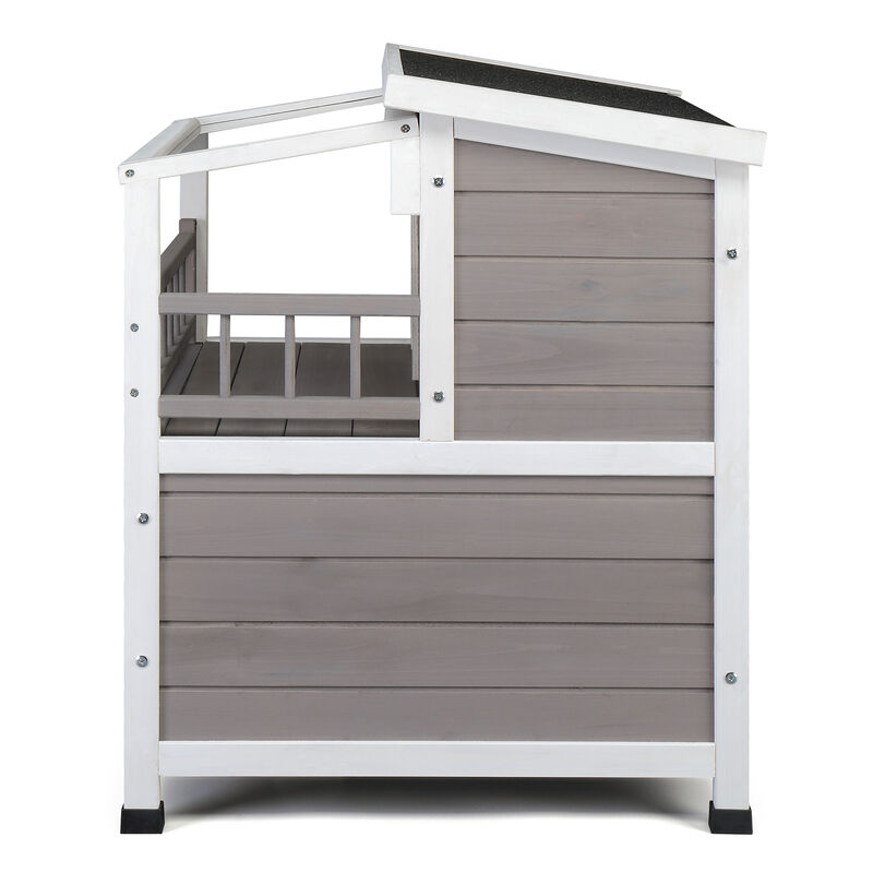 2-Story Cat House Luxurious Indoor & Outdoor Shelter with Transparent Canopy image number 3