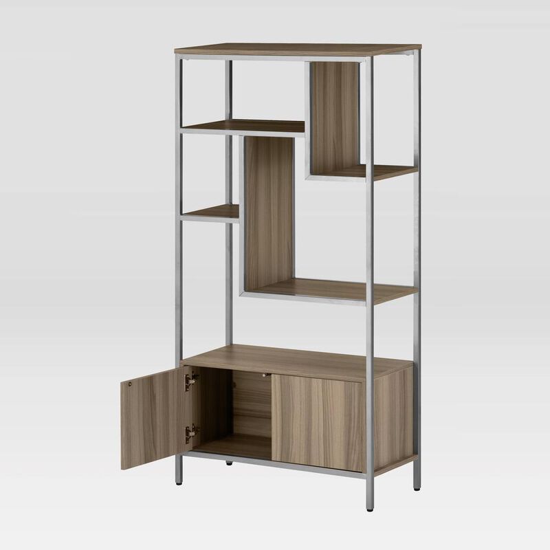 Techni Mobili Oak Storage Rack with  door cabinet