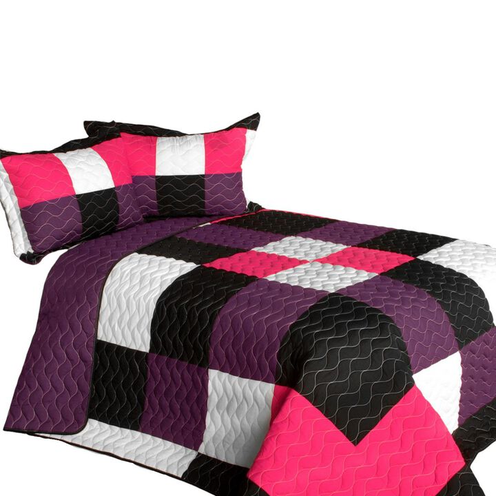 Vermicelli Quilted Patchwork Bedding Set Queen Size Partner Decorative Design