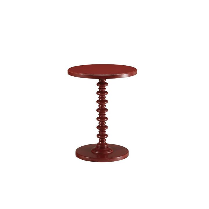 Homezia Fun Red Wood Pedestal End Table
