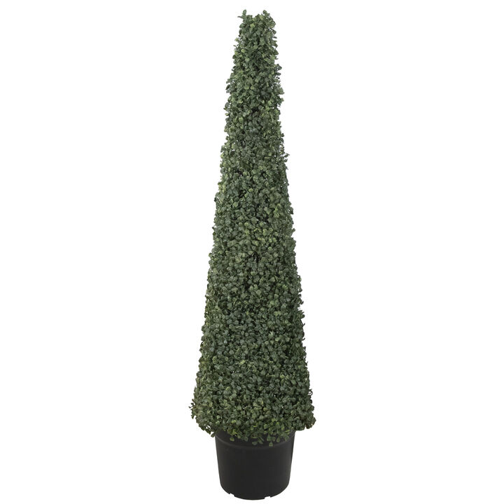 4' Artificial Two-Tone Boxwood Topiary Tree with Round Pot  Unlit