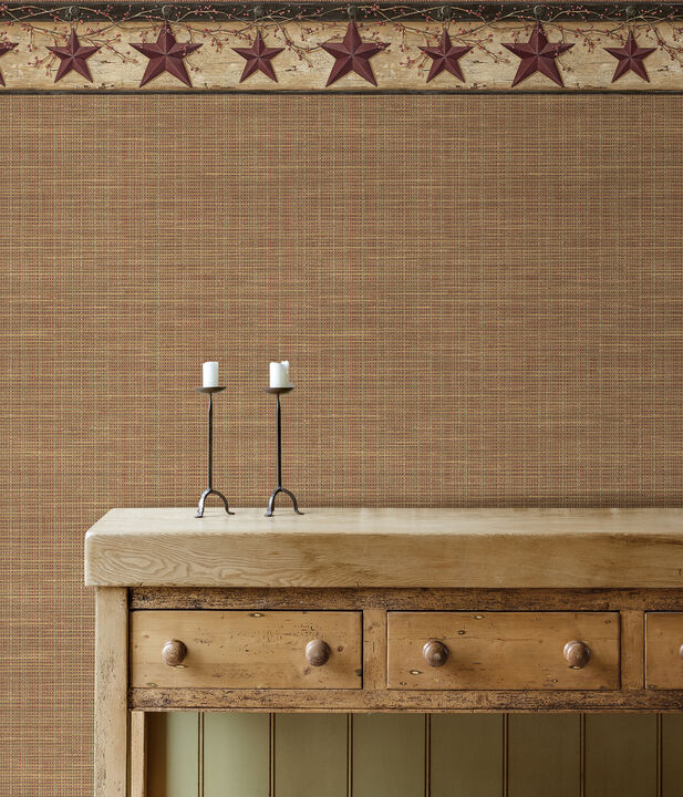 Ennis Maroon Rustic Barn Star Wallpaper (Set of 2)
