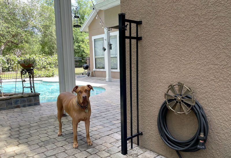 Cast Iron Farmhouse Windmill Wall Mounted Garden Hose Holder Bronze Finish image number 1