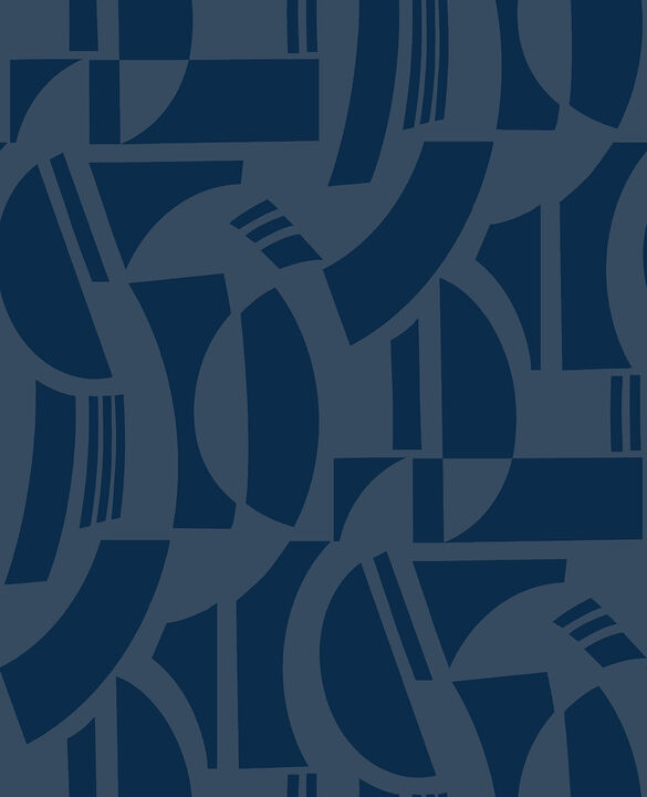 Carter Indigo Geometric Flock Wallpaper