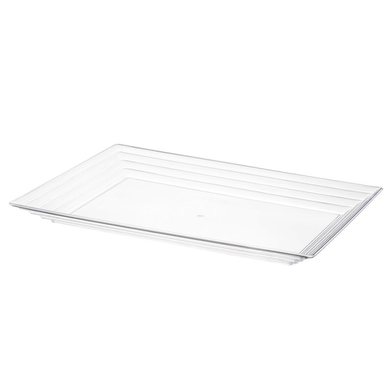 11" x 16" Clear Rectangular with Groove Rim Plastic Serving Trays (24 Trays) image number 0