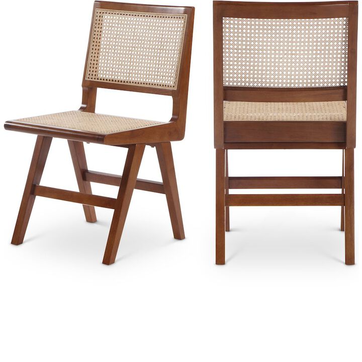 Meridian Furniture Preston Walnut Wood Dining Side Chair, Set of 2