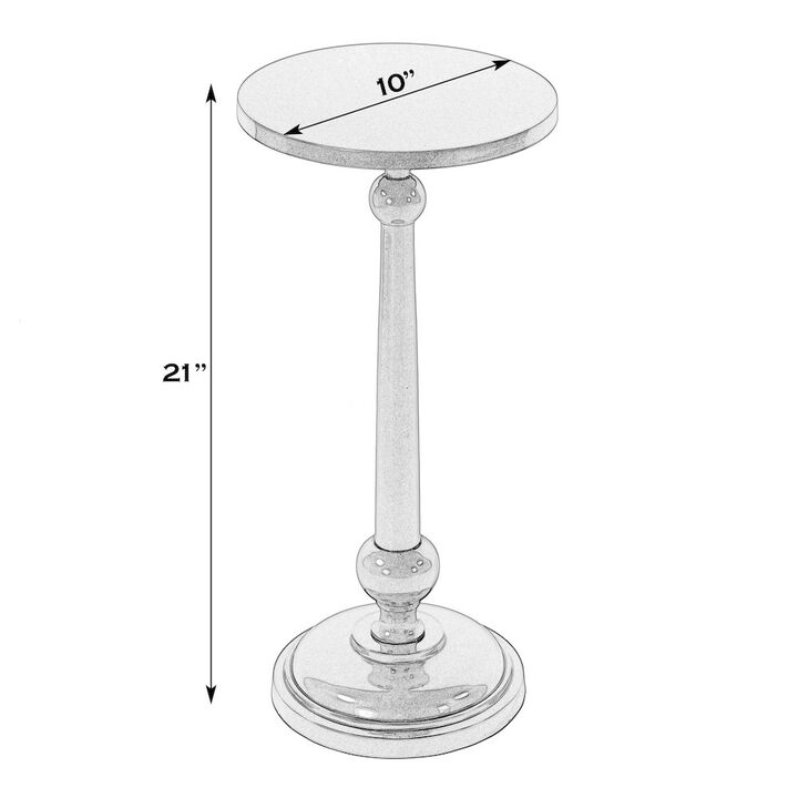 Butler Specialty Sterling 10 in. W Round All Metal Pedestal Base End Table, Silver