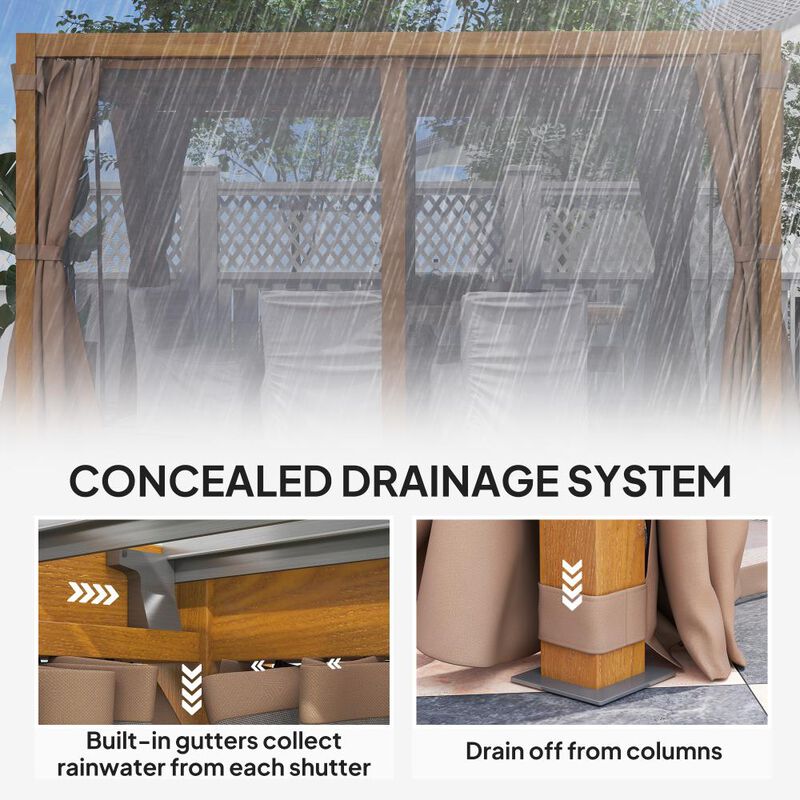 Hivvago 10x13 Backyard Pergola with Louvered Top and Netting image number 6