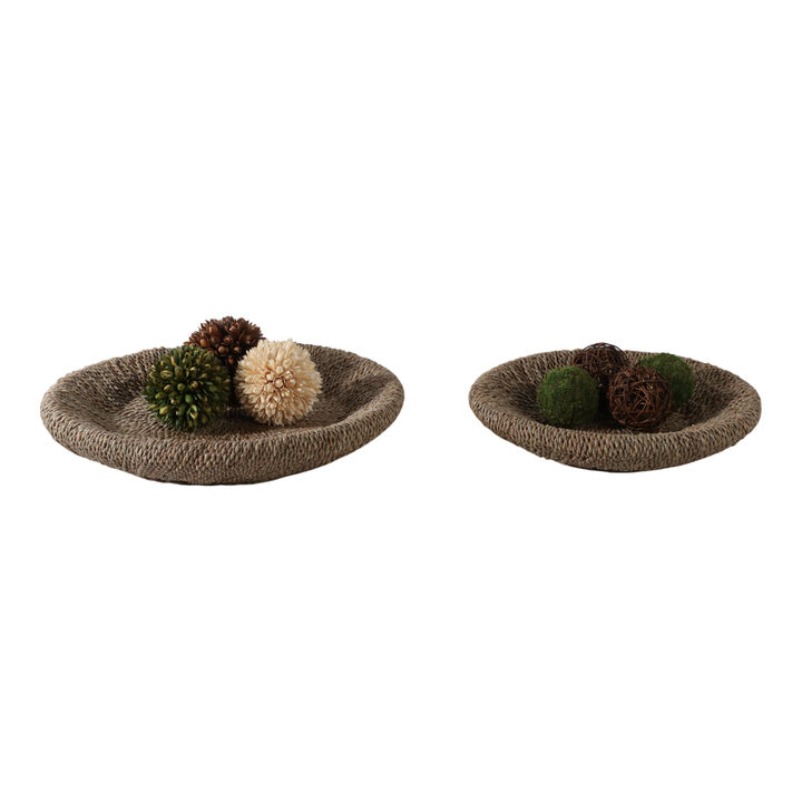 S/2 16/20" Woven Pandan Trays, Natural