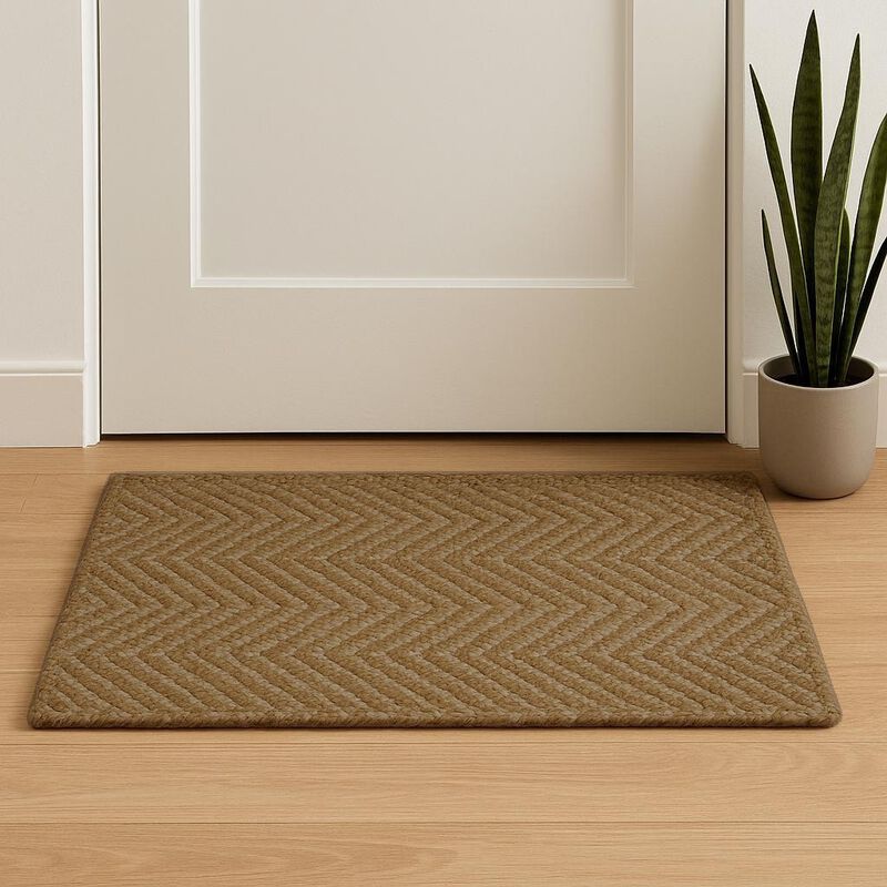 HomeRoots Jute Chevron Hand Woven Area Rug image number 1