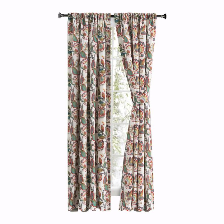 Ellis Curtain Wynette Lined 3" Rod Pocket Curtain Panel Pair with Tiebacks 100" x 84" Multicolor