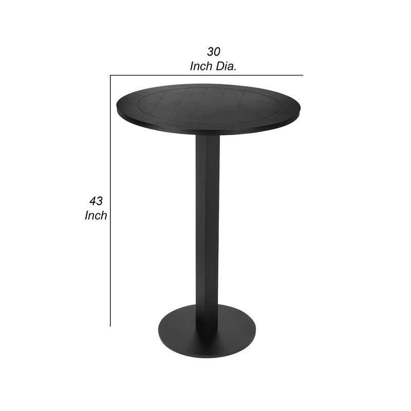 Keli 43 Inch Outdoor Bar Table, Black Aluminum Frame, Foldable Design-Benzara