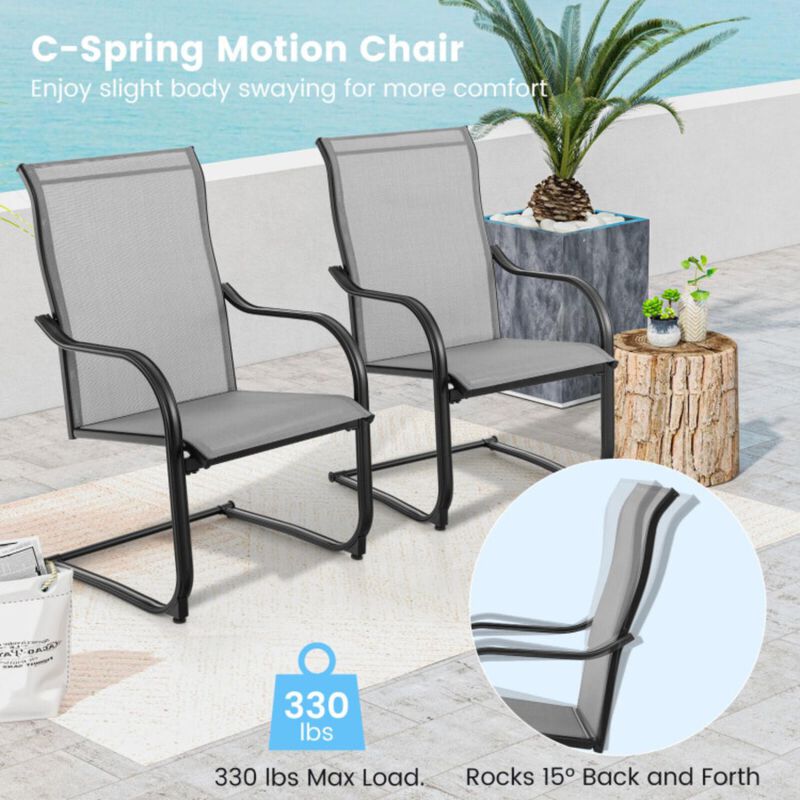Hivvago 2 Pieces C-Spring Motion Patio Dining Chairs with Breathable Fabric