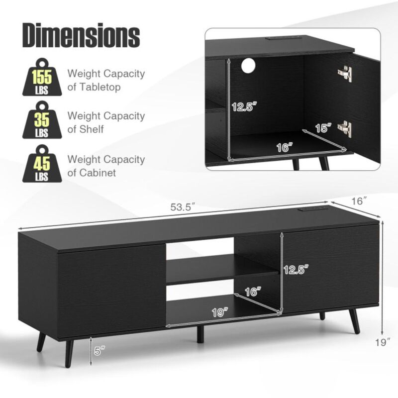 Hivvago TV Stand with Power Outlets and Adjustable Shelf for 60 Inch TVs