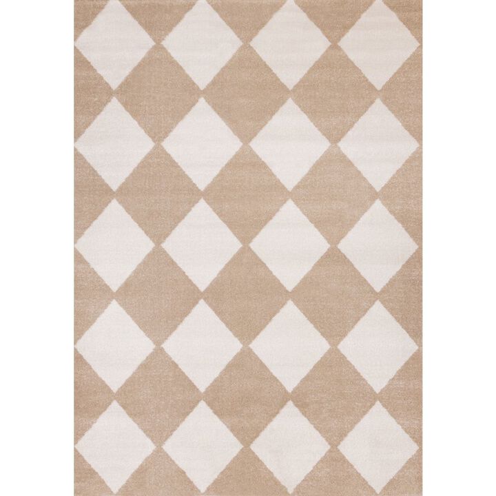 Novelle Home Boho Carpet in Beige and Cream, 6x9 Rug Styled as a Modern Rug for Living Room