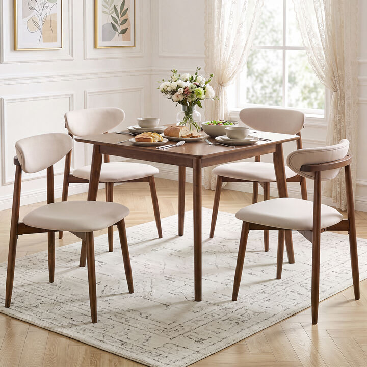 4 Pack Fabric Dining Chairs with Curved Backrests for Kitchen and Dining Room