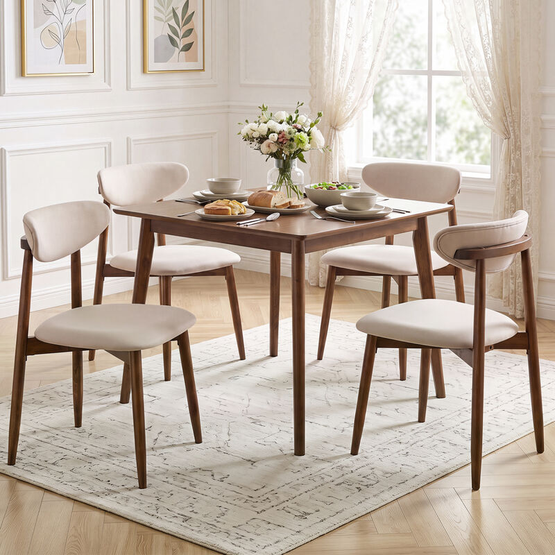 4 Pack Fabric Dining Chairs with Curved Backrests for Kitchen and Dining Room image number 1