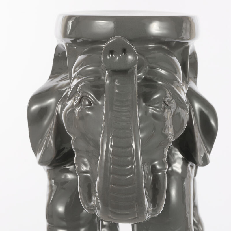 White Elephant Ceramic Garden Stool