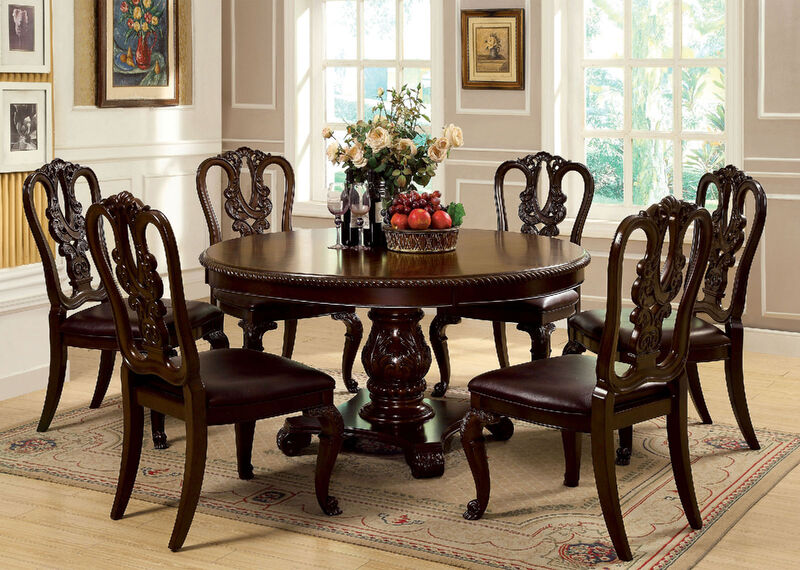 Streamdale Intricate Brown Cherry Side Chairs Set
